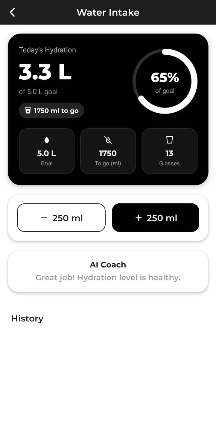 PaybyCal app: water intake tracker